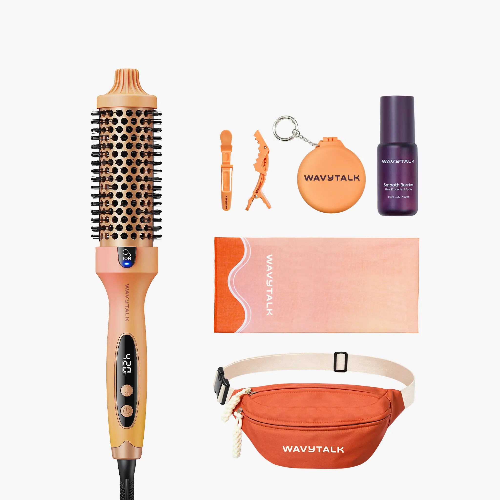 Wavytalk 1.5'' Ionic Thermal Brush with LED Display - Adjustable Heat 300℉-420℉ for All Hair Types, Universal Voltage 120-240V
