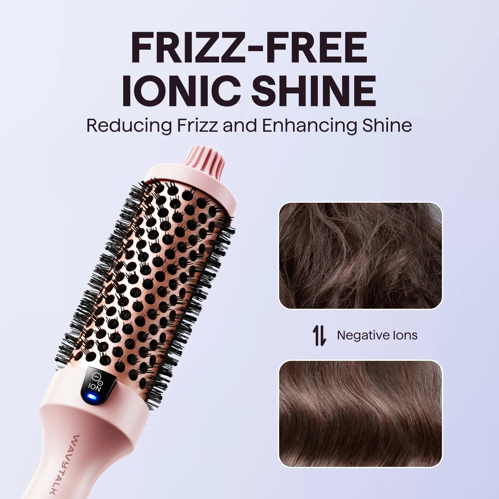 Wavytalk 1.5'' Ionic Thermal Brush with LED Display - Adjustable Heat 300℉-420℉ for All Hair Types, Universal Voltage 120-240V