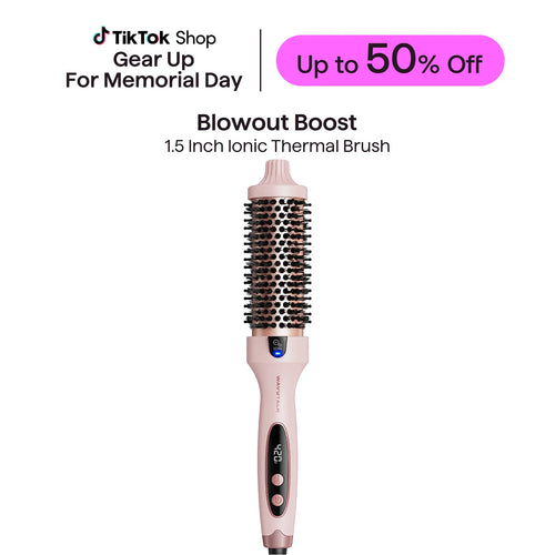 Wavytalk 1.5'' Ionic Thermal Brush with LED Display - Adjustable Heat 300℉-420℉ for All Hair Types, Universal Voltage 120-240V