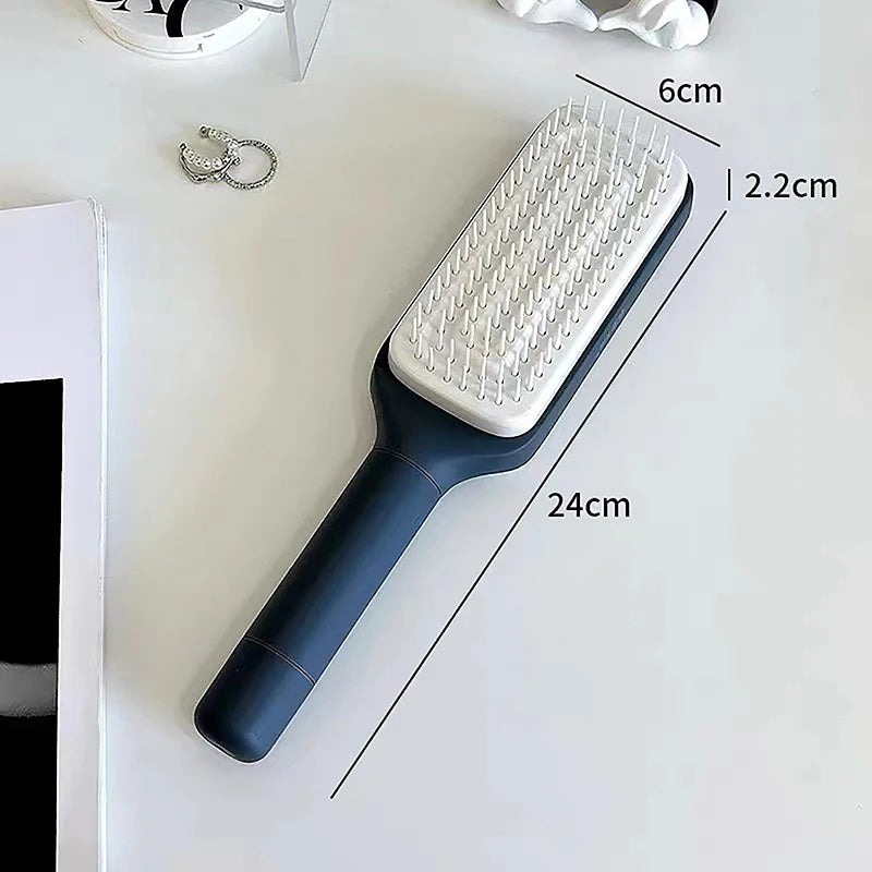 Revolutionary Self-Cleaning Hairbrush for Women - Effortless Hair Loss Management & Scalp Massage Comb with One-Key Cleaning & Anti-Static Features