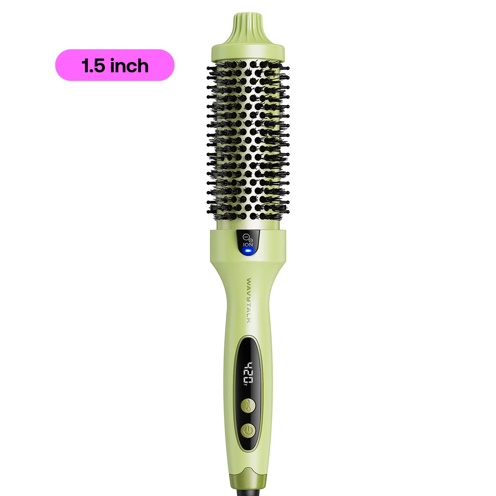 Wavytalk 1.5'' Ionic Thermal Brush with LED Display - Adjustable Heat 300℉-420℉ for All Hair Types, Universal Voltage 120-240V