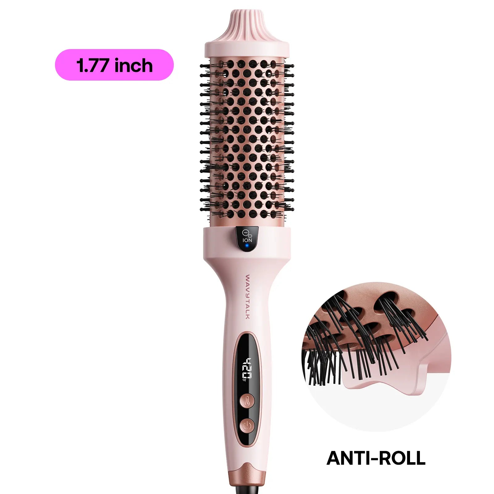 Wavytalk 1.5'' Ionic Thermal Brush with LED Display - Adjustable Heat 300℉-420℉ for All Hair Types, Universal Voltage 120-240V