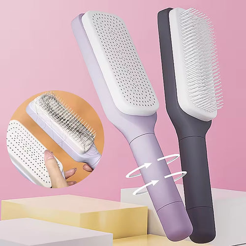 Revolutionary Self-Cleaning Hairbrush for Women - Effortless Hair Loss Management & Scalp Massage Comb with One-Key Cleaning & Anti-Static Features