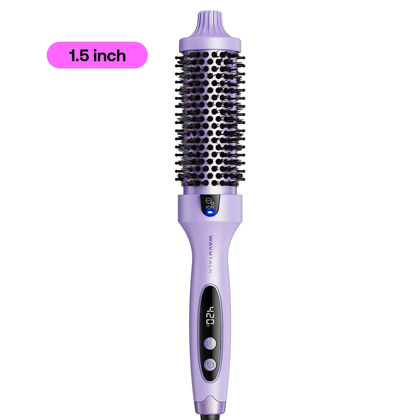 Wavytalk 1.5'' Ionic Thermal Brush with LED Display - Adjustable Heat 300℉-420℉ for All Hair Types, Universal Voltage 120-240V