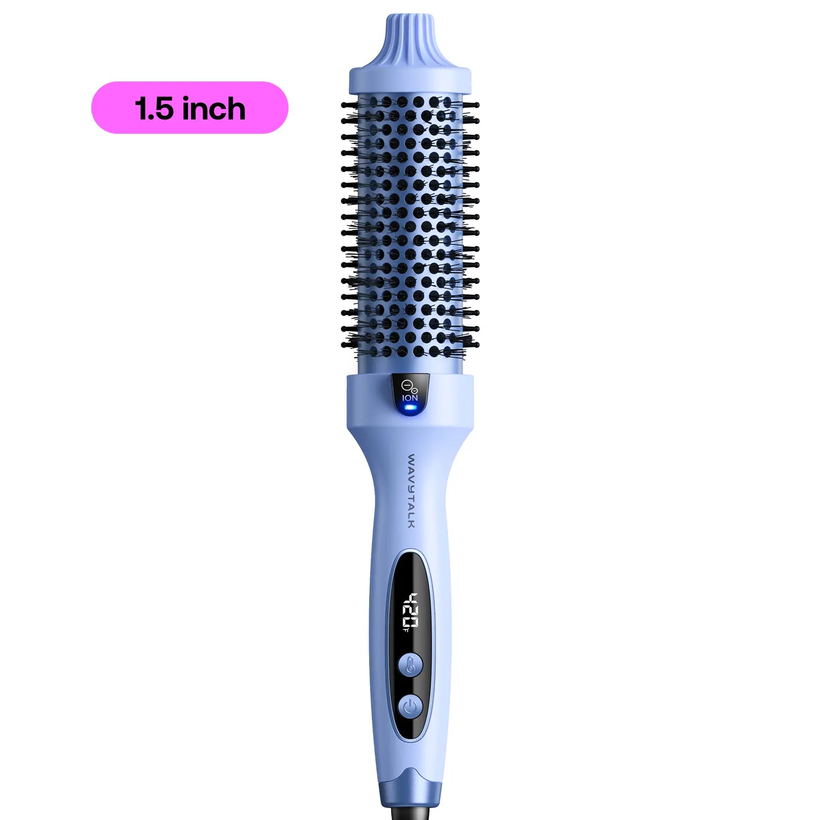 Wavytalk 1.5'' Ionic Thermal Brush with LED Display - Adjustable Heat 300℉-420℉ for All Hair Types, Universal Voltage 120-240V