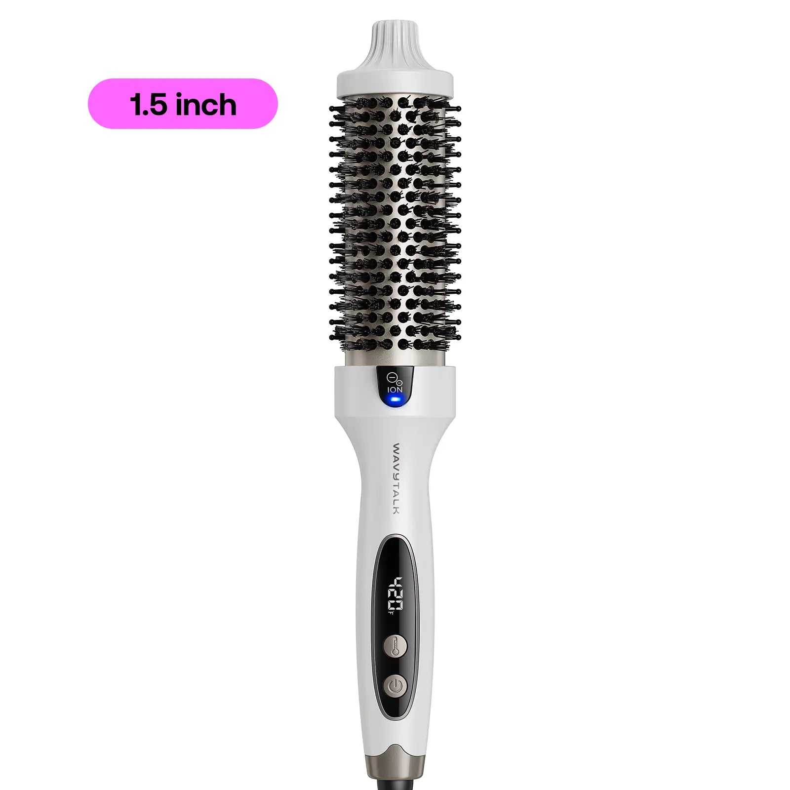 Wavytalk 1.5'' Ionic Thermal Brush with LED Display - Adjustable Heat 300℉-420℉ for All Hair Types, Universal Voltage 120-240V